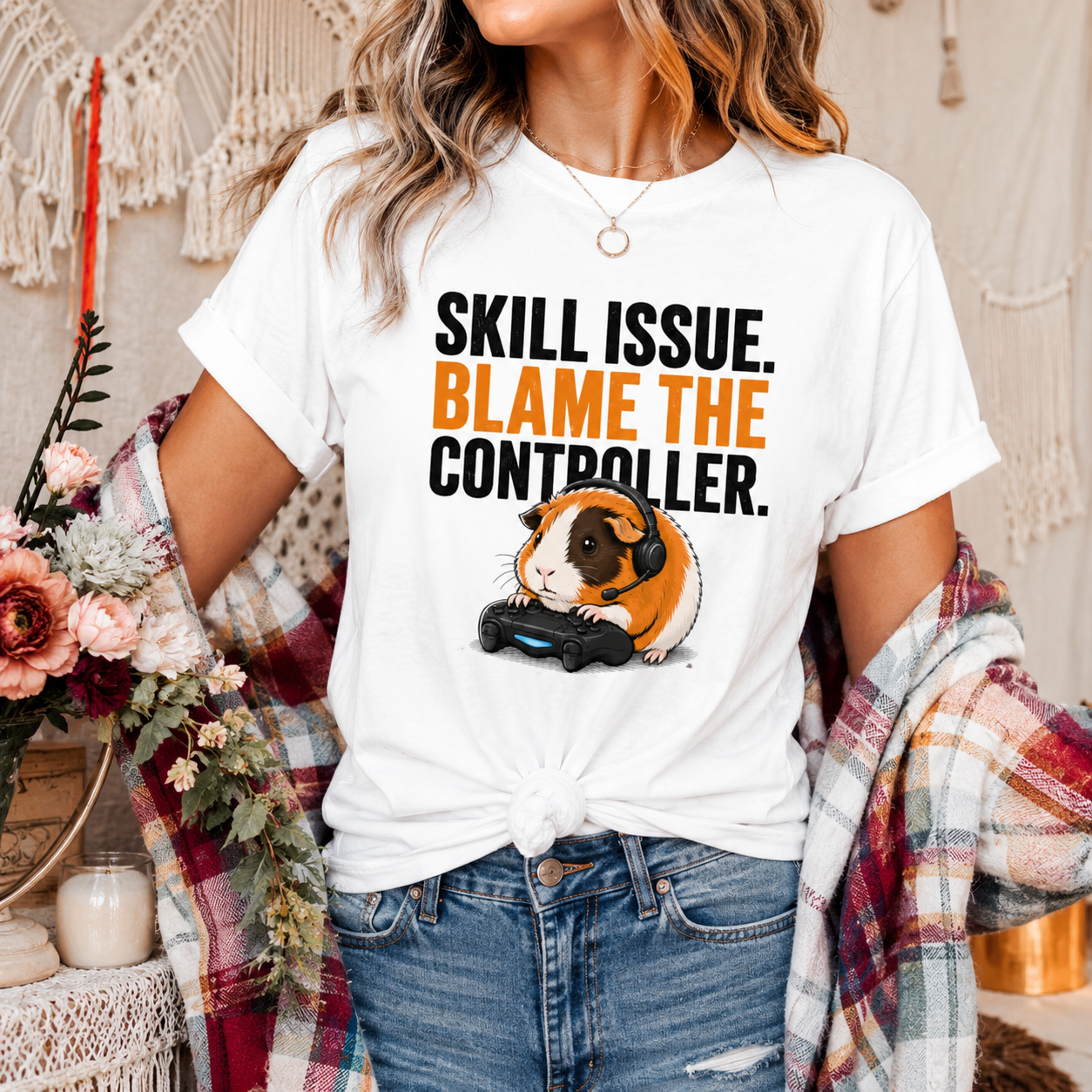 Funny Guinea Pig Gamer T-Shirt, Skill Issue Shirt