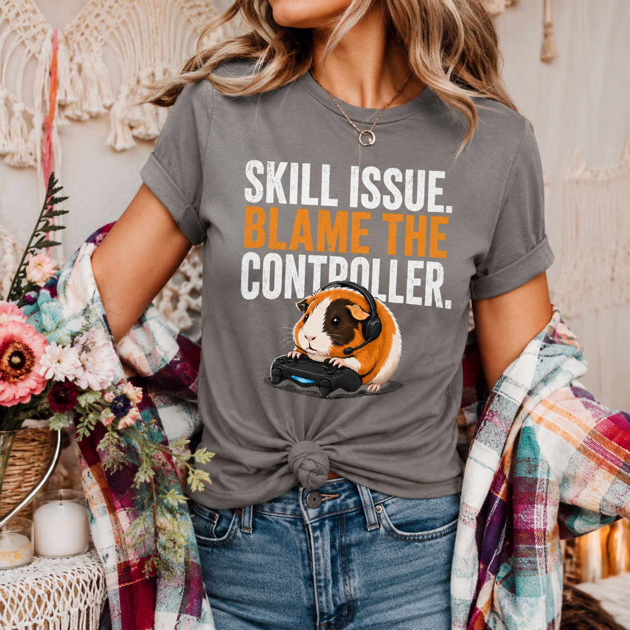 Funny Guinea Pig Gamer T-Shirt, Skill Issue Shirt