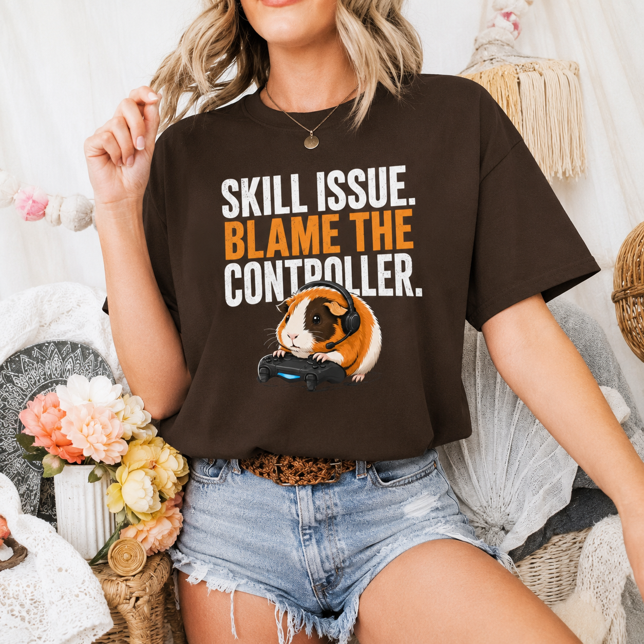 Funny Guinea Pig Gamer T-Shirt, Skill Issue Shirt