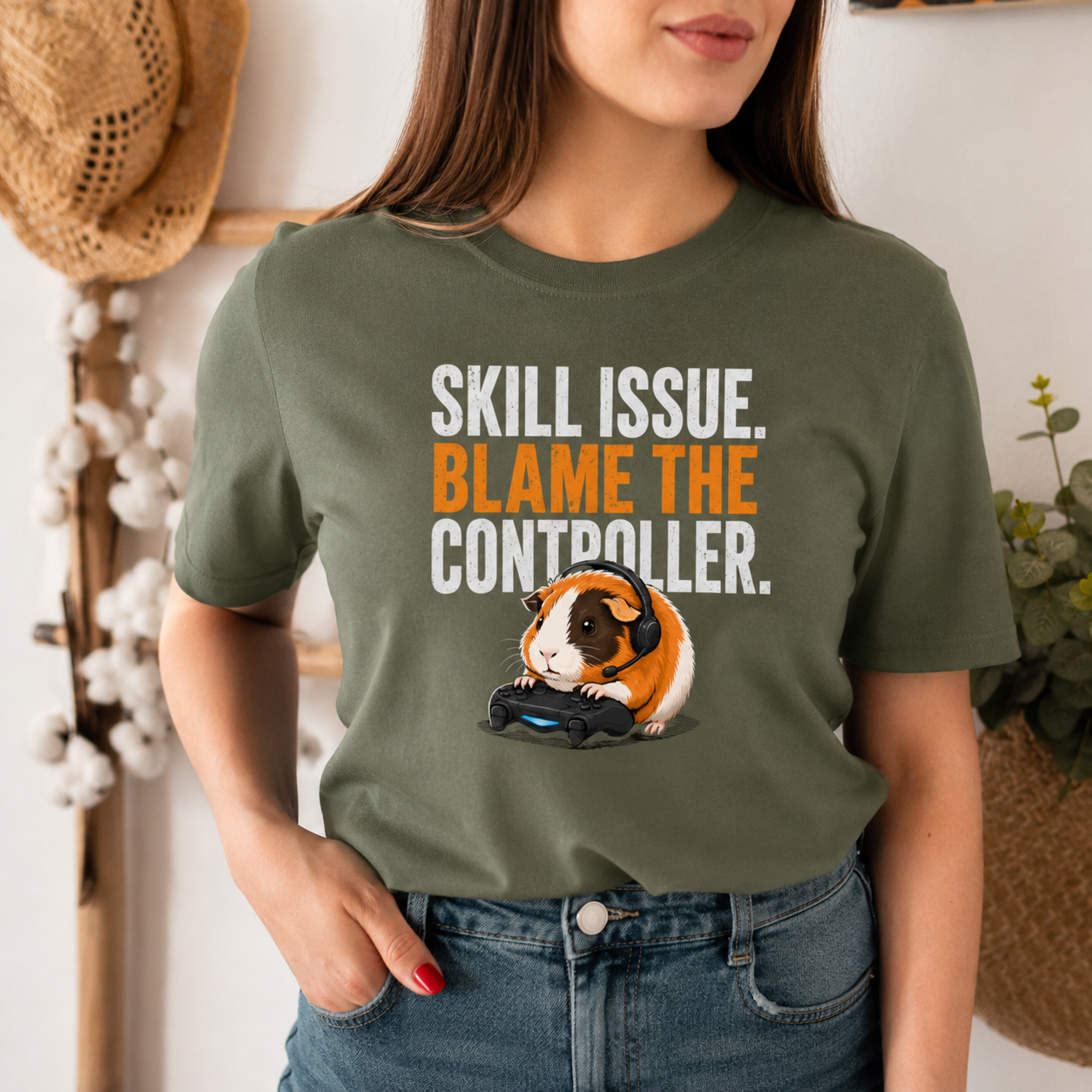 Funny Guinea Pig Gamer T-Shirt, Skill Issue Shirt