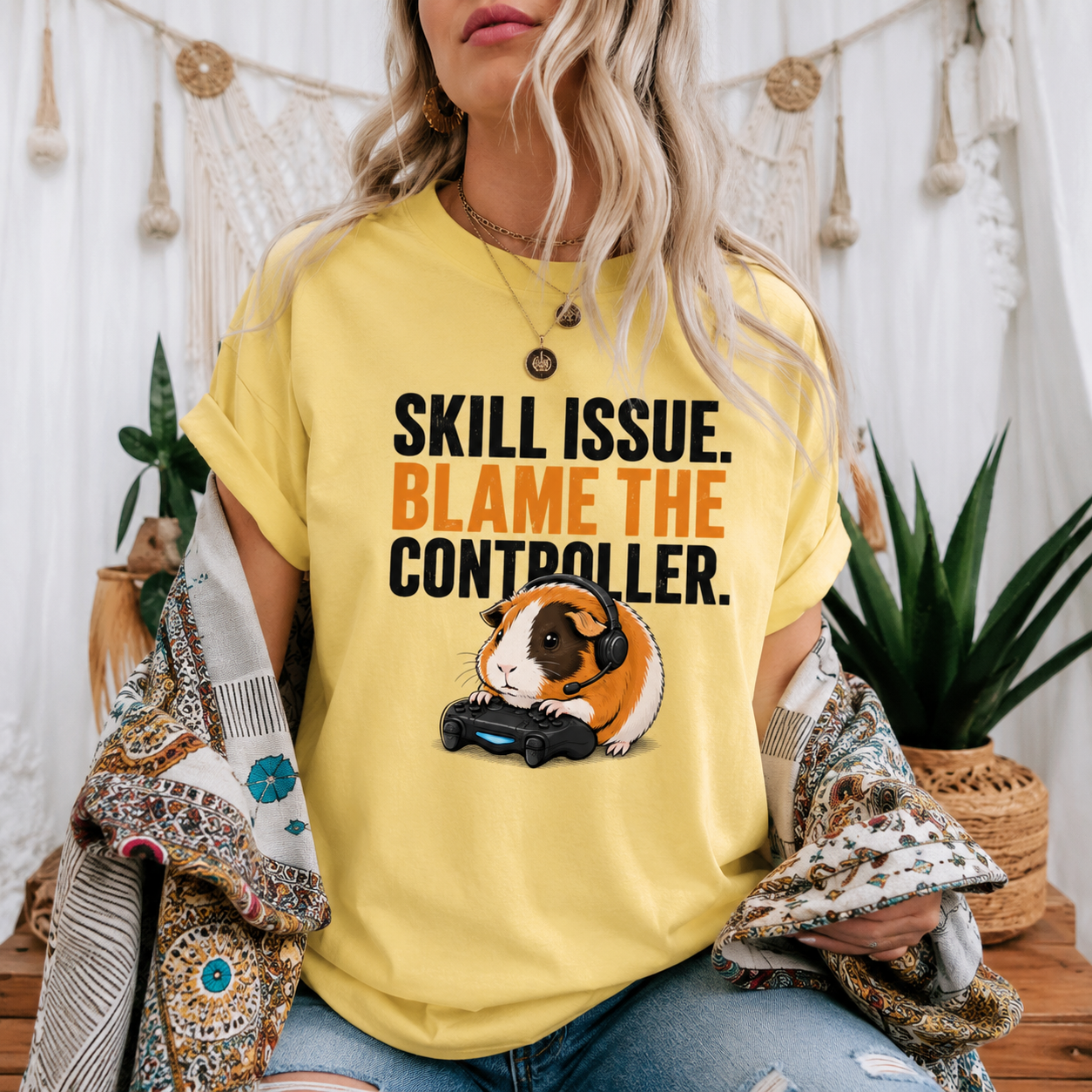 Funny Guinea Pig Gamer T-Shirt, Skill Issue Shirt