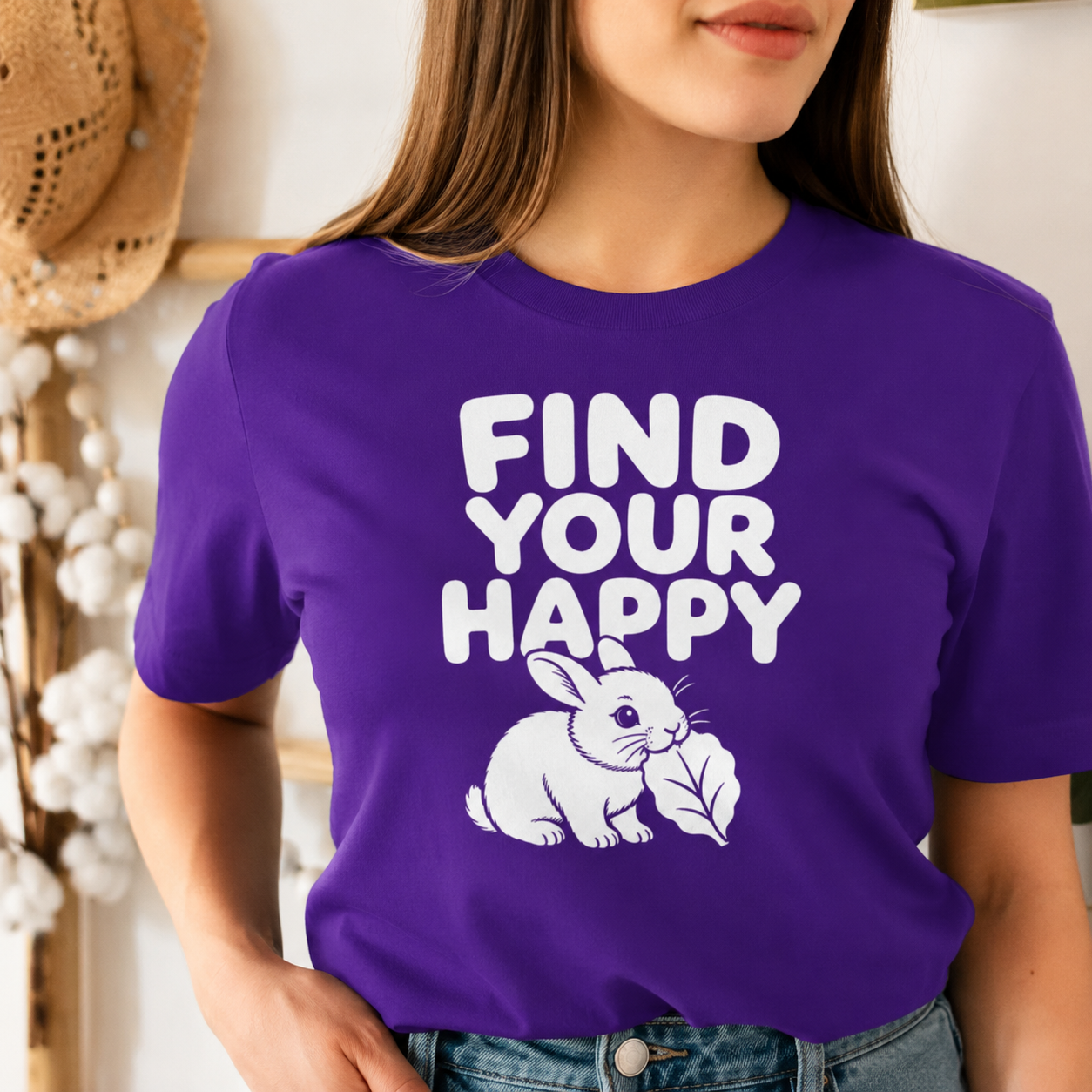 Find Your Happy Bunny T-Shirt, Inspirational Rabbit Graphic Tee