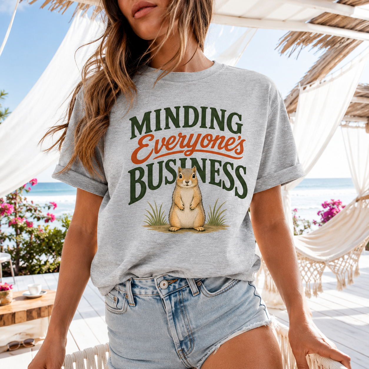 Minding Everyone’s Business Squirrel T-Shirt, Funny Animal Graphic Tee
