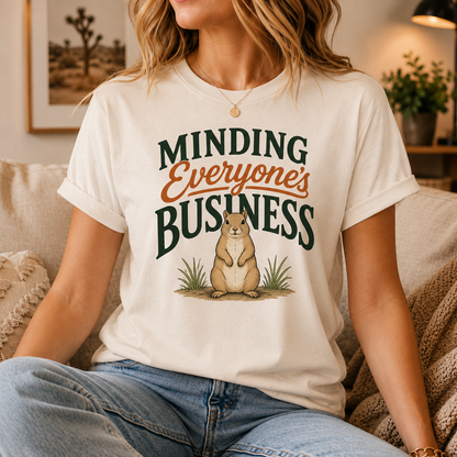 Minding Everyone’s Business Squirrel T-Shirt, Funny Animal Graphic Tee
