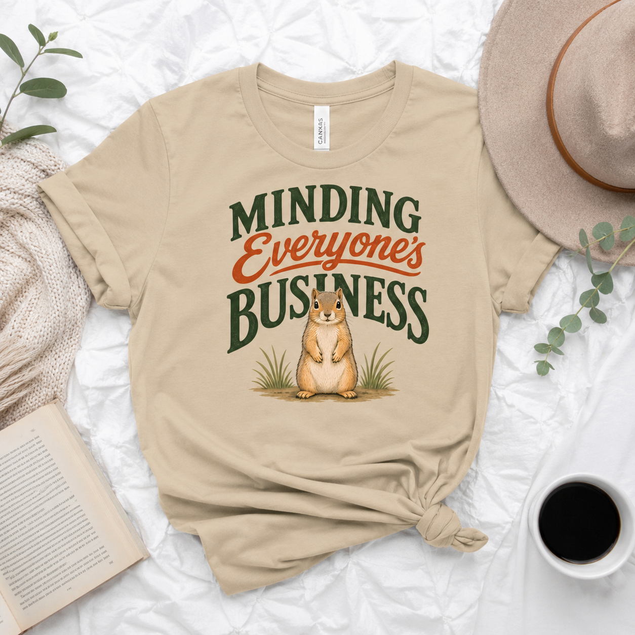 Minding Everyone’s Business Squirrel T-Shirt, Funny Animal Graphic Tee