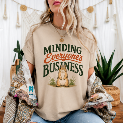 Minding Everyone’s Business Squirrel T-Shirt, Funny Animal Graphic Tee