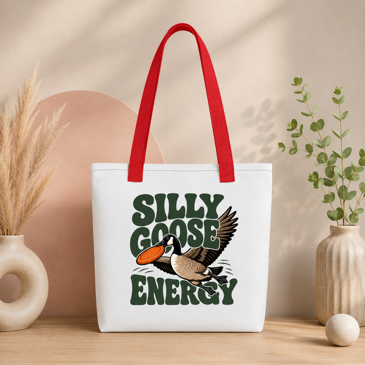 Silly Goose Energy Tote Bag, Funny Goose Shopping Bag