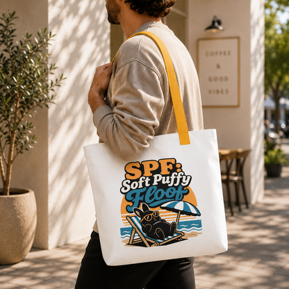 SPF Soft Puffy Floof Bunny Tote Bag, Funny Beach Shopping Bag