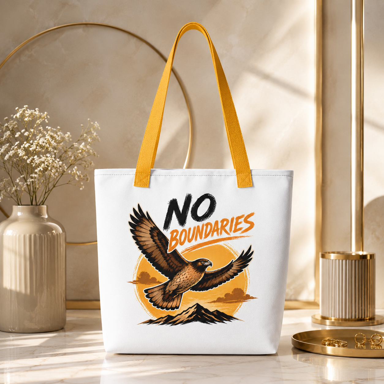 No Boundaries Eagle Tote Bag, Inspirational Bird Shopping Bag