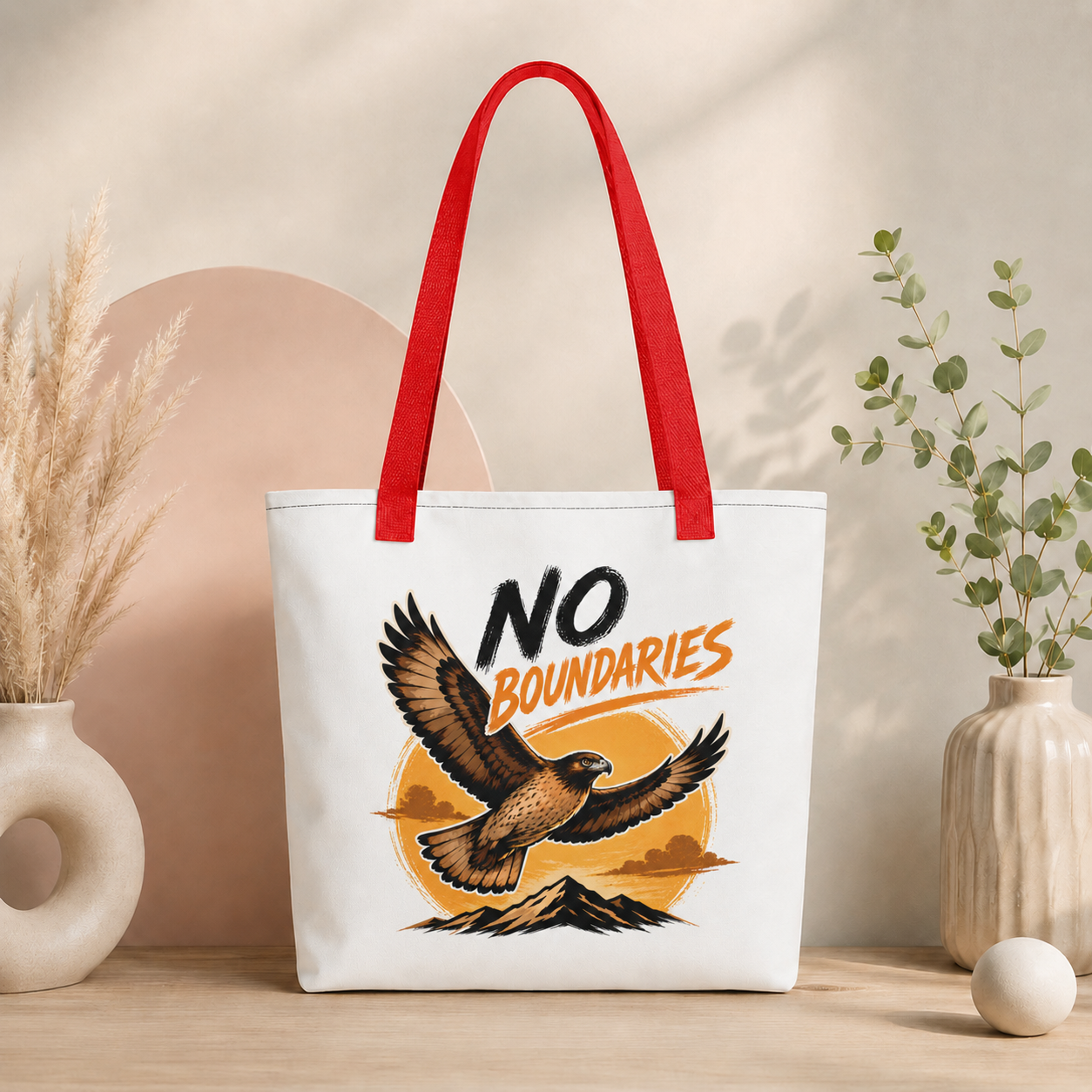 No Boundaries Eagle Tote Bag, Inspirational Bird Shopping Bag