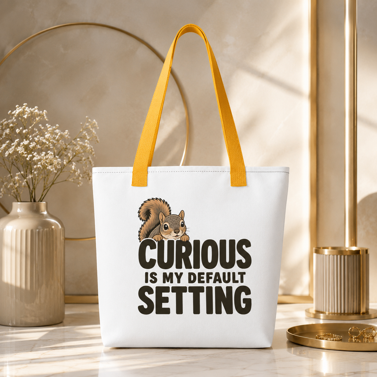 Curious Is My Default Setting Squirrel Tote Bag