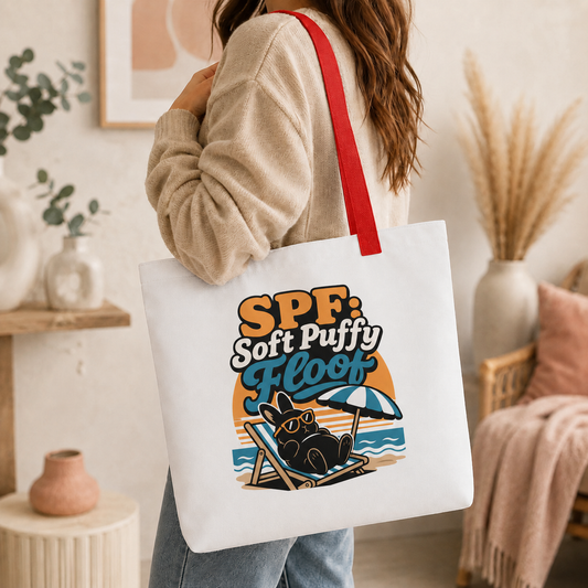 SPF Soft Puffy Floof Bunny Tote Bag, Funny Beach Shopping Bag