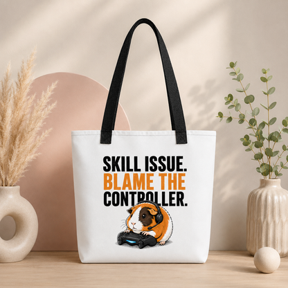 Skill Issue Guinea Pig Tote Bag, Funny Gamer Shopping Bag