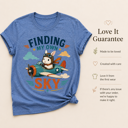 Finding My Own Sky Bunny Shirt, Rabbit Lover T-Shirt, Cute Aviator Bunny Tee, Inspirational Rabbit Gift