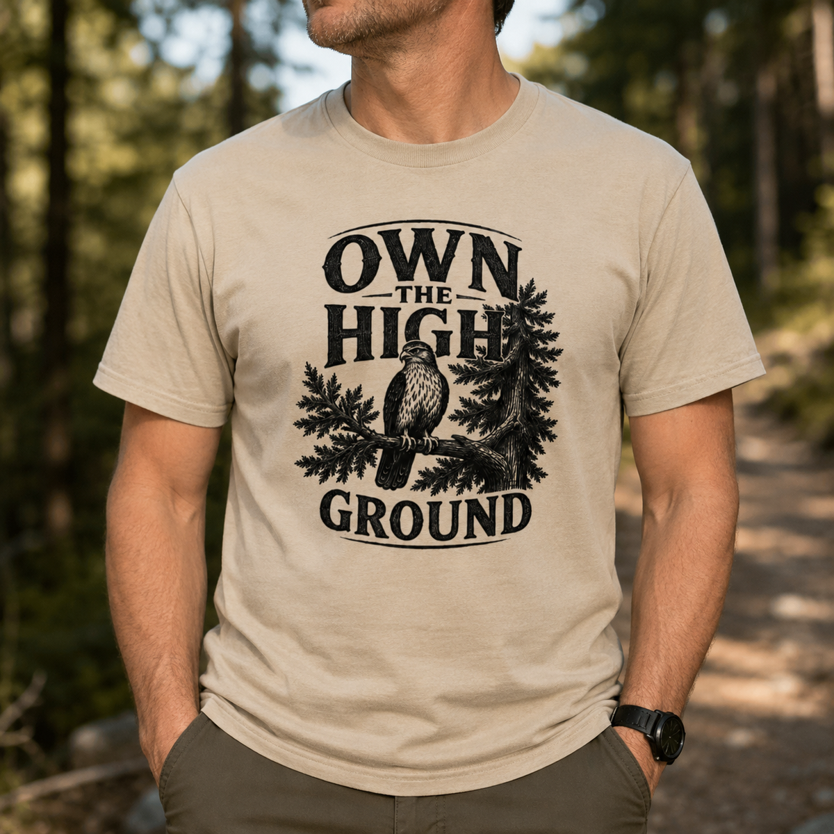 Own the High Ground Hawk Adult T-Shirt | Nature-Inspired Graphic Tee