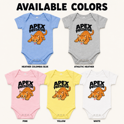 Apex Predator Baby Bodysuit, Funny Cat Baby Onesie, Orange Tabby Cat Infant Bodysuit, Cat Lover Baby Gift, Funny Baby Shower Gift