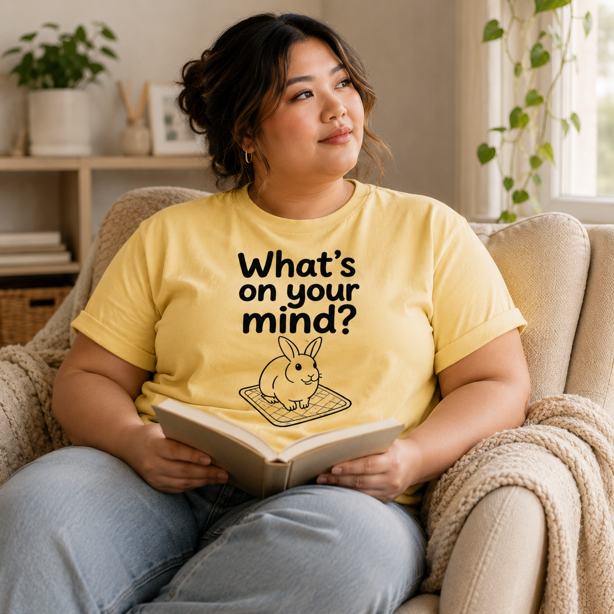 Funny Bunny T-Shirt, What's On Your Mind? Rabbit Lover Gift Tee
