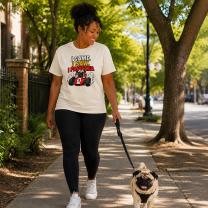 Funny Pug Shirt – I Came I Saw I Panicked T-Shirt, Pug Lover Gift, Funny Dog Racing Tee, Anxious Dog Shirt