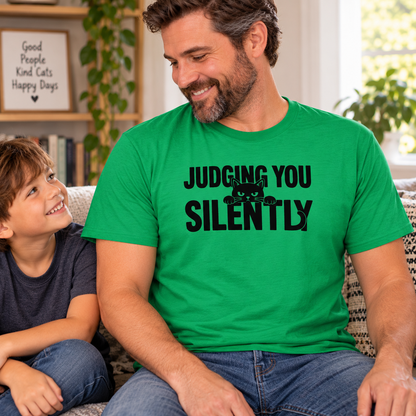 Judging You Silently Cat T-Shirt, Sarcastic Black Cat Tee, Funny Pet Owner Gift