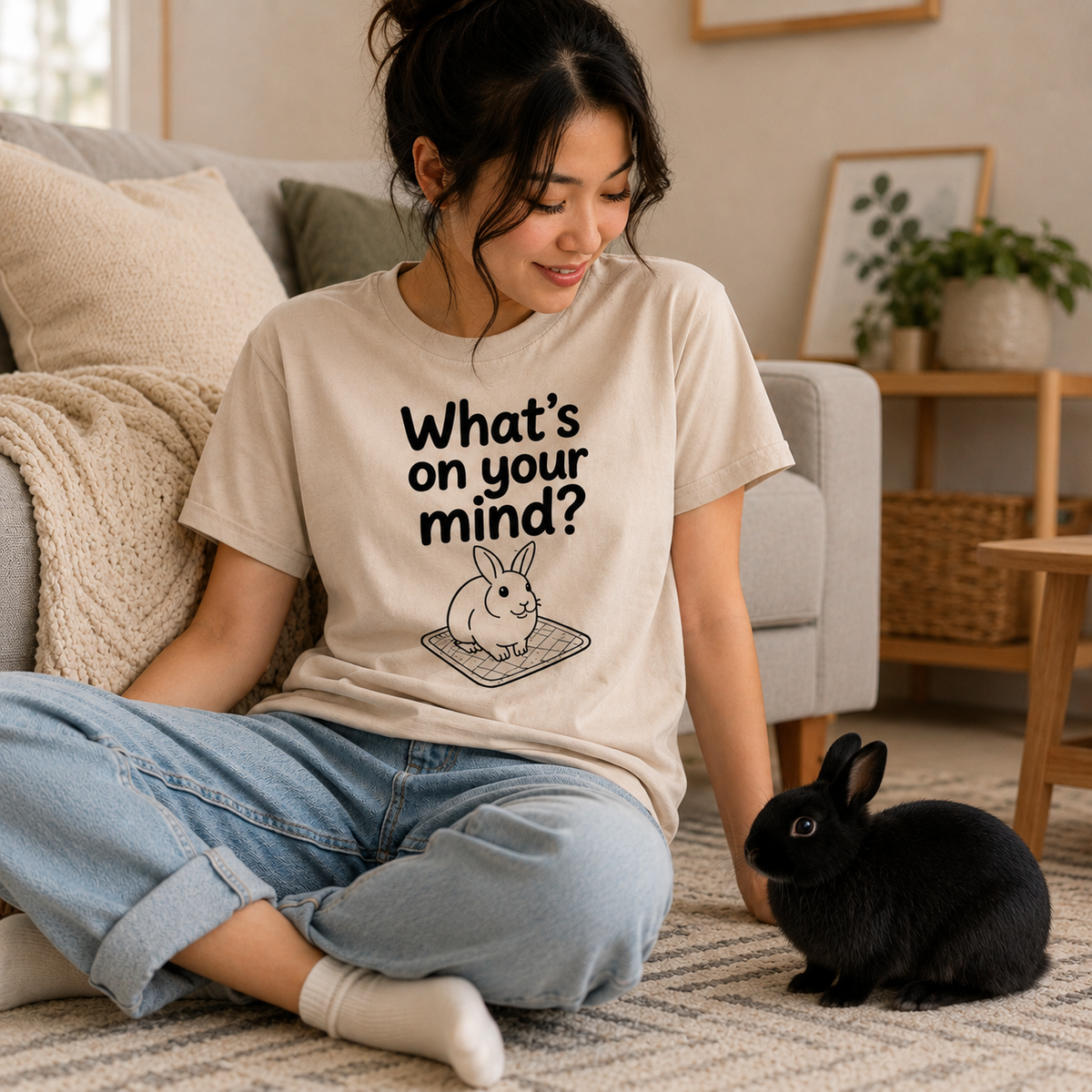 Funny Bunny T-Shirt, What's On Your Mind? Rabbit Lover Gift Tee