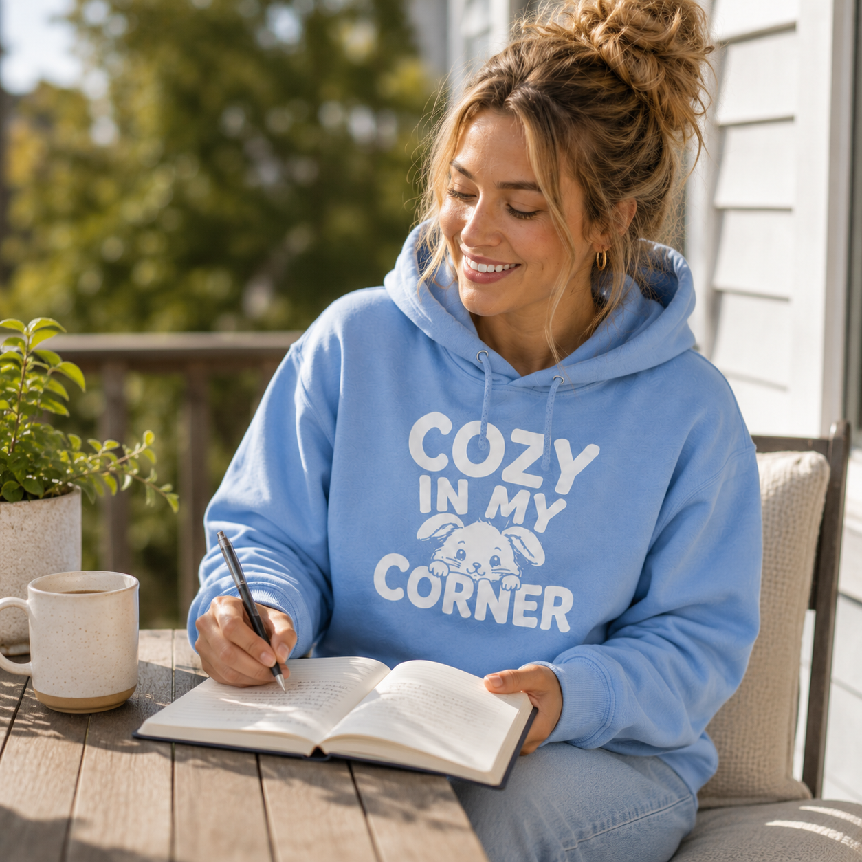 Cozy in My Corner Bunny Hoodie, Cute Rabbit Sweatshirt, Cozy Graphic Hoodie