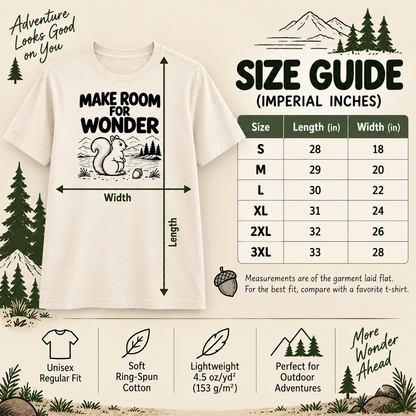 Squirrel Shirt, Nature Lover T-Shirt, Make Room for Wonder Tee, Woodland Animal Shirt, Outdoor Lover Gift, Cute Squirrel Gift