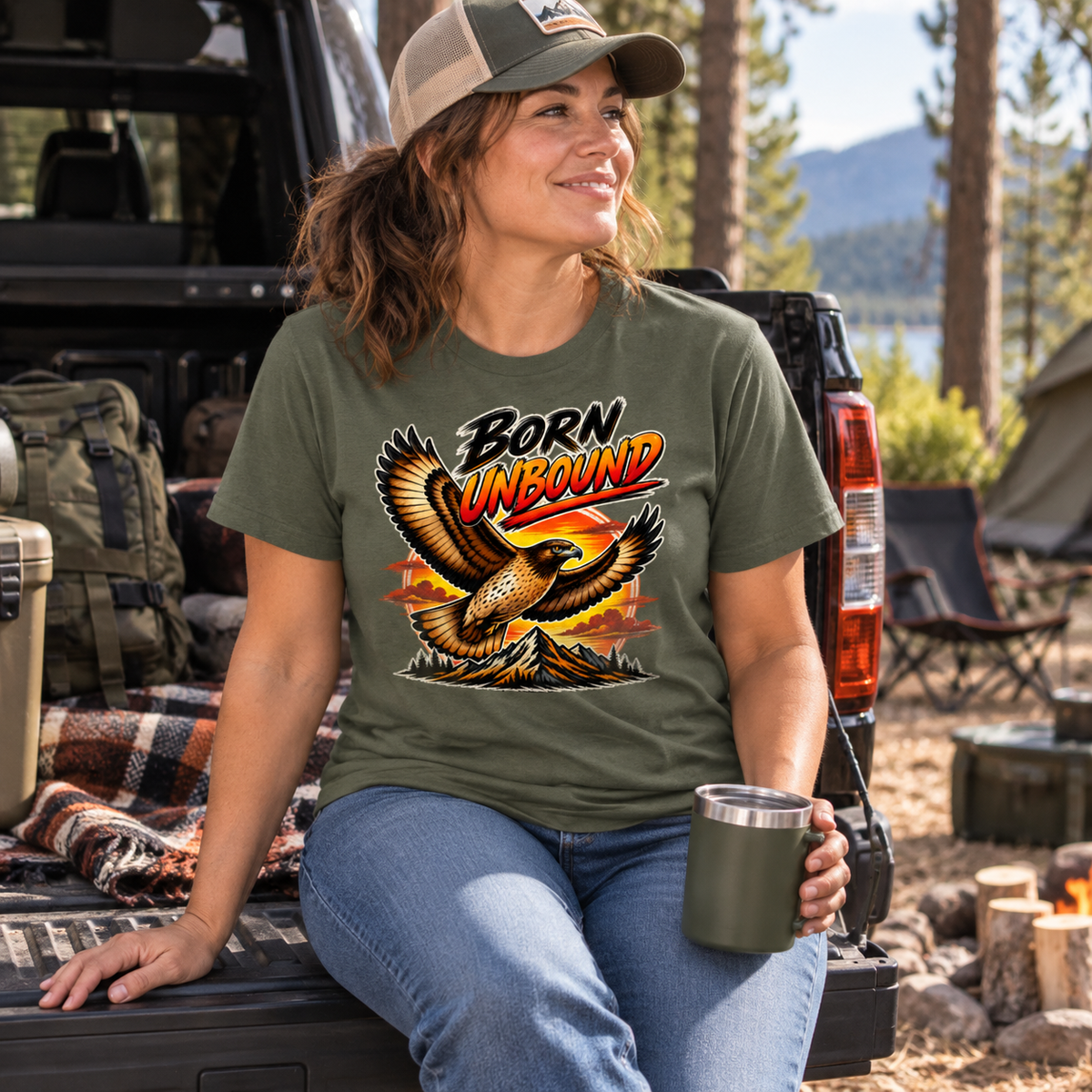 Born Unbound Eagle Shirt, Vintage Mountain Graphic Tee, Outdoors Adventure T-Shirt, Nature Lover Gift