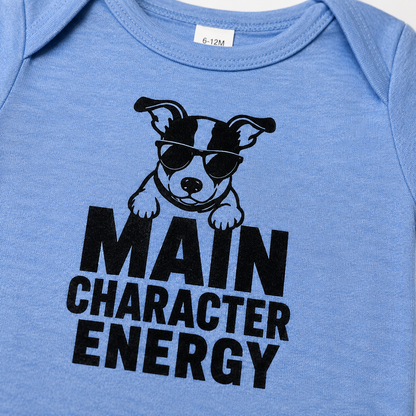Main Character Energy Baby Bodysuit, Funny Dog Baby Onesie, Puppy Baby Outfit