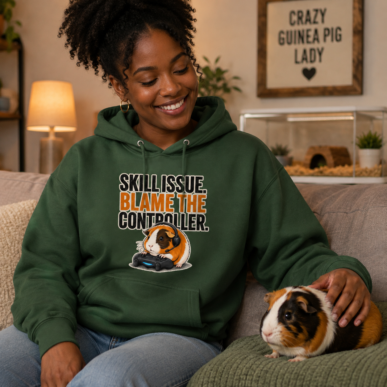 Funny Guinea Pig Gamer Hoodie, Skill Issue Blame Controller, Gaming Gift