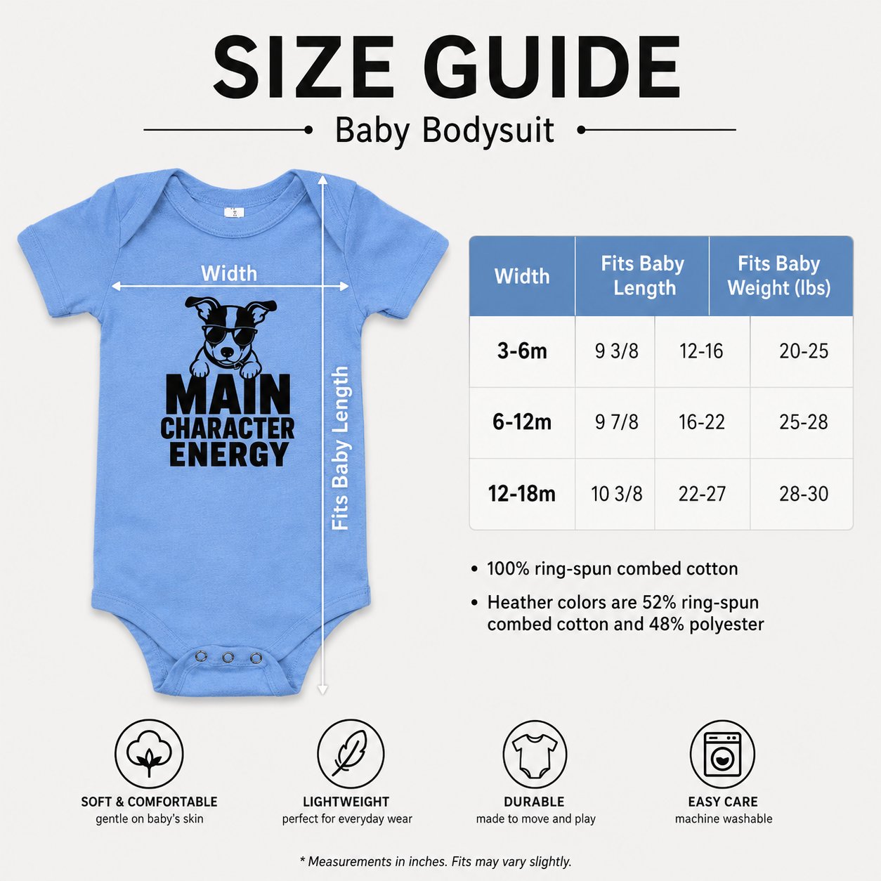 Main Character Energy Baby Bodysuit, Funny Dog Baby Onesie, Puppy Baby Outfit