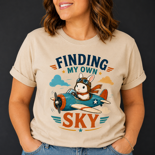 Finding My Own Sky Bunny Shirt, Rabbit Lover T-Shirt, Cute Aviator Bunny Tee, Inspirational Rabbit Gift