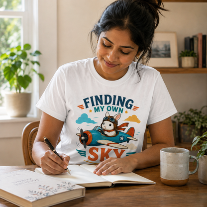 Finding My Own Sky Bunny Shirt, Rabbit Lover T-Shirt, Cute Aviator Bunny Tee, Inspirational Rabbit Gift