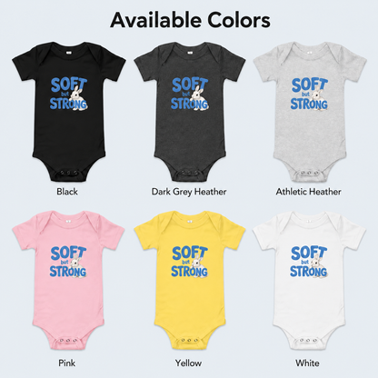 Soft but Strong Baby Bodysuit, Cute Bunny Infant Outfit, Strong Little One Bodysuit