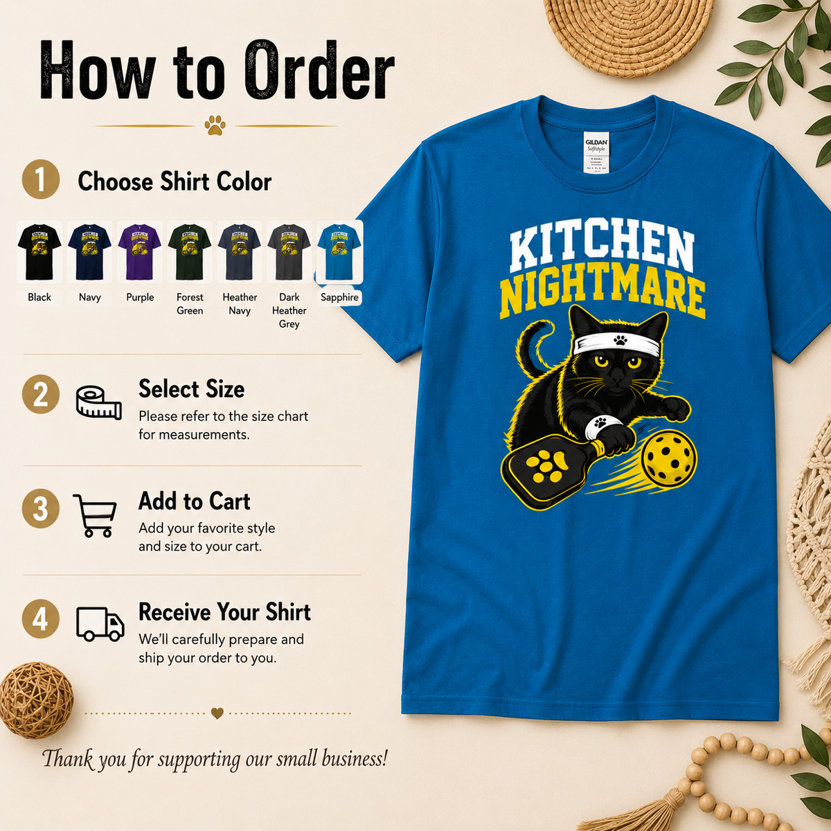 Kitchen Nightmare Black Cat Pickleball T-Shirt