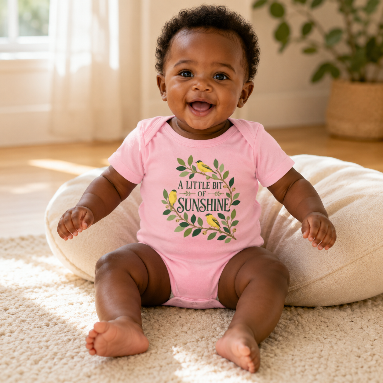 A Little Bit of Sunshine Baby Bodysuit, Bird and Nature Baby Onesie, Yellow Nursery Baby Shower Gift