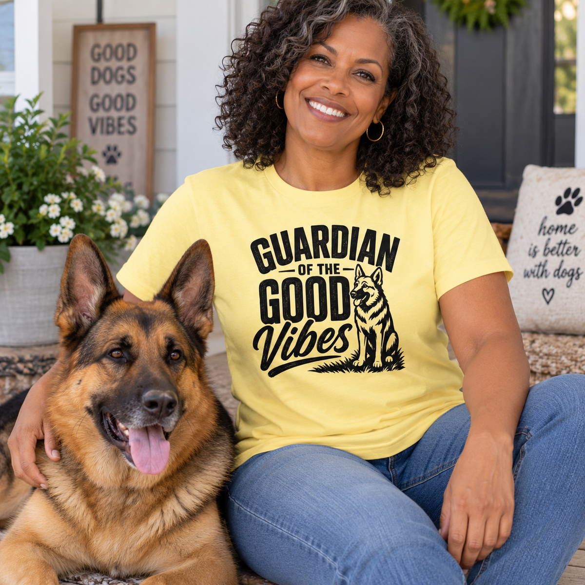German Shepherd Guardian of the Good Vibes T-Shirt, Dog Lover Gift