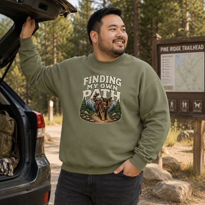 Hiking Cat Sweatshirt, Cat Lover Gift, Funny Outdoor Crewneck, Finding My Own Path, Hiking Camping Nature Lover Gift