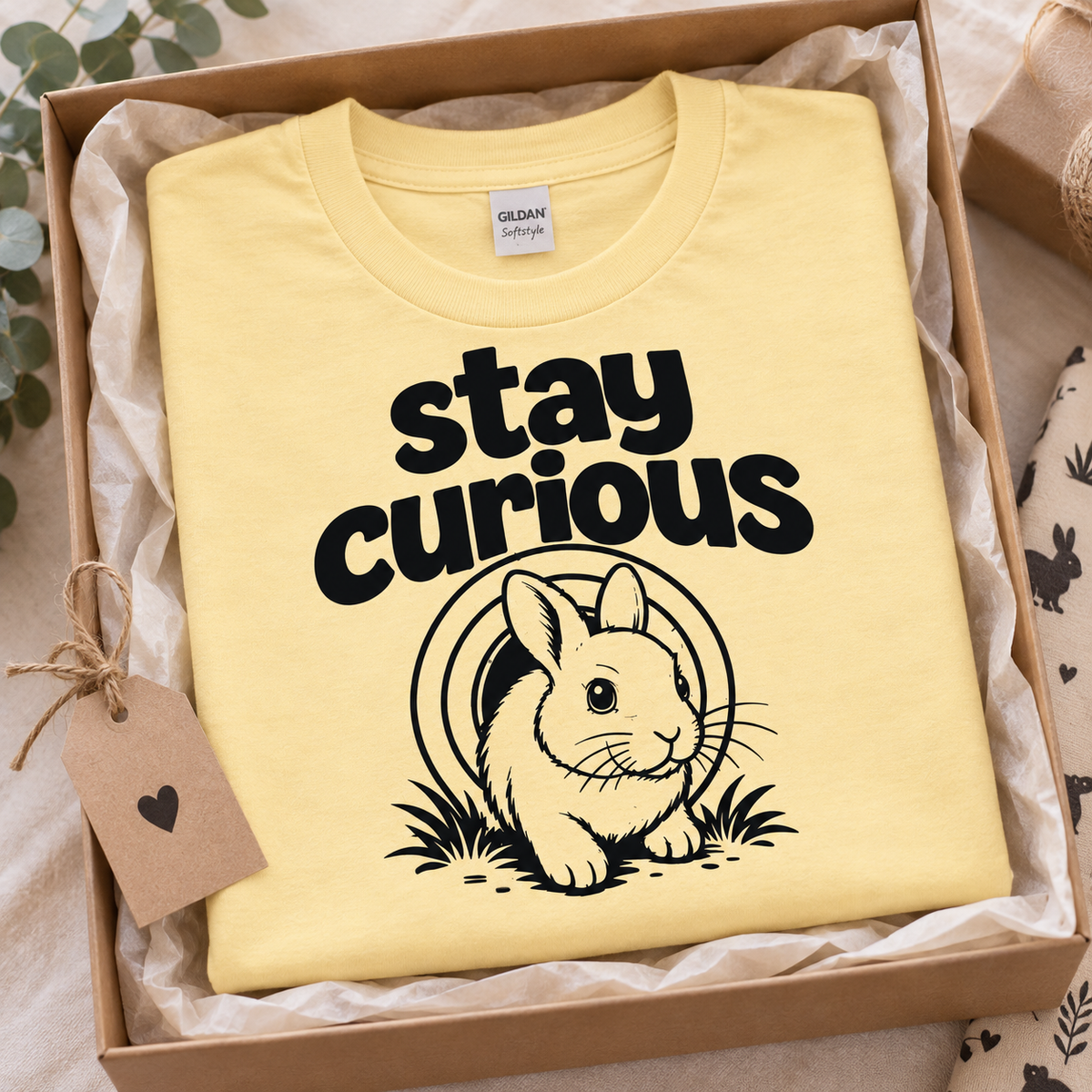 Stay Curious Rabbit Shirt, Funny Bunny T-Shirt, Rabbit Lover Gift, Cute Bunny Tee, Pet Rabbit Owner Shirt, Animal Lover Gift