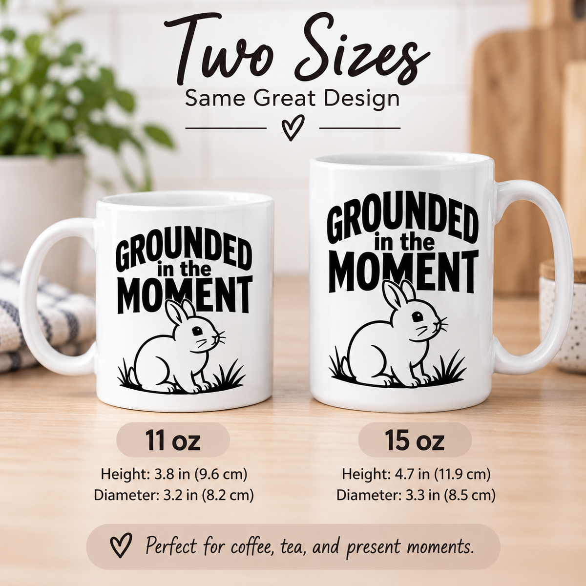 Funny Rabbit Mug, Grounded in the Moment Bunny Mug, Rabbit Lover Gift, Cute Bunny Coffee Cup, Rabbit Owner Gift
