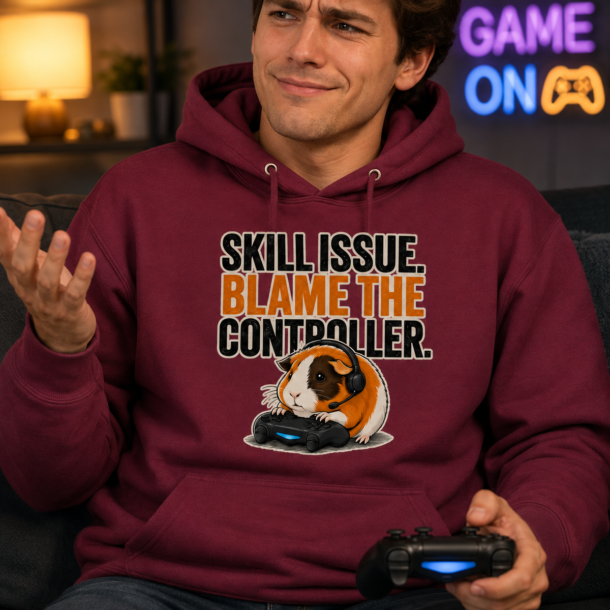 Funny Guinea Pig Gamer Hoodie, Skill Issue Blame Controller, Gaming Gift