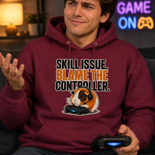 Funny Guinea Pig Gamer Hoodie, Skill Issue Blame Controller, Gaming Gift