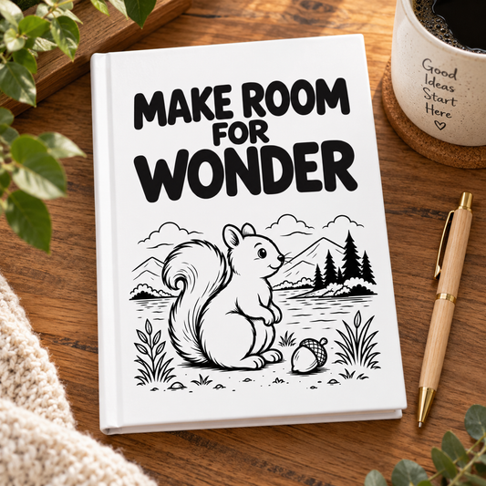 Make Room for Wonder Squirrel Journal, Nature Lover Gift, Lined Writing Notebook