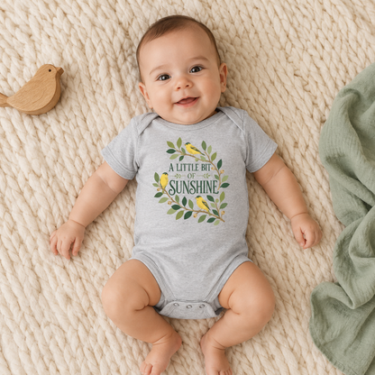 A Little Bit of Sunshine Baby Bodysuit, Bird and Nature Baby Onesie, Yellow Nursery Baby Shower Gift