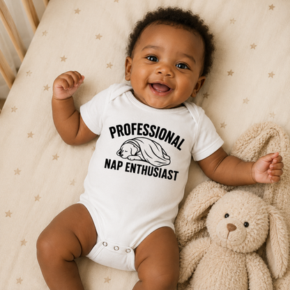 Professional Nap Enthusiast Baby Bodysuit, Funny Sleeping Puppy Baby Outfit, Cute Dog Baby Clothes, Baby Shower Gift, New Baby Gift