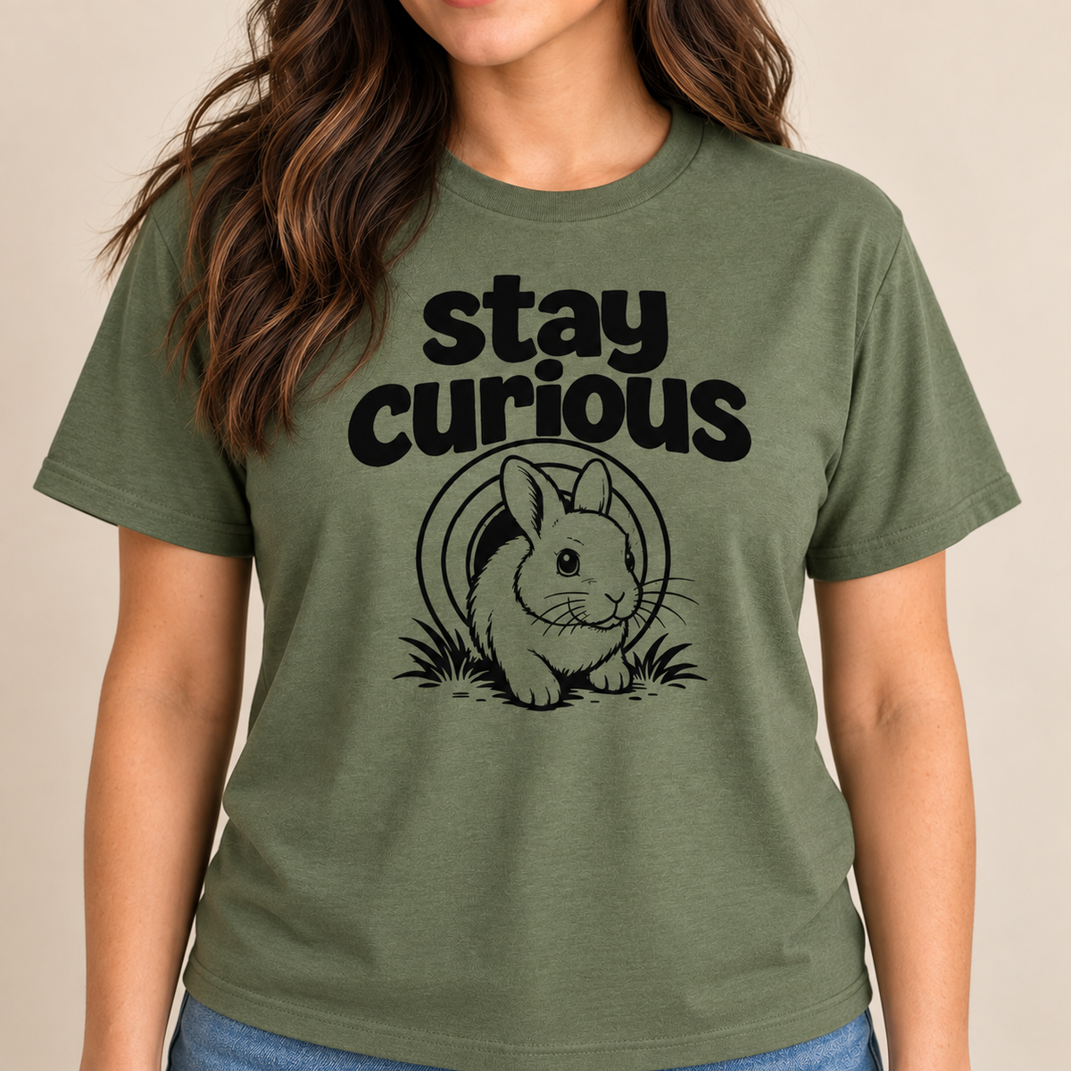 Stay Curious Rabbit Shirt, Funny Bunny T-Shirt, Rabbit Lover Gift, Cute Bunny Tee, Pet Rabbit Owner Shirt, Animal Lover Gift