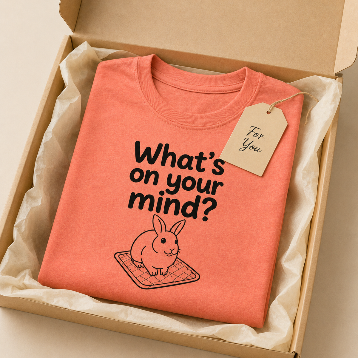 Funny Bunny T-Shirt, What's On Your Mind? Rabbit Lover Gift Tee