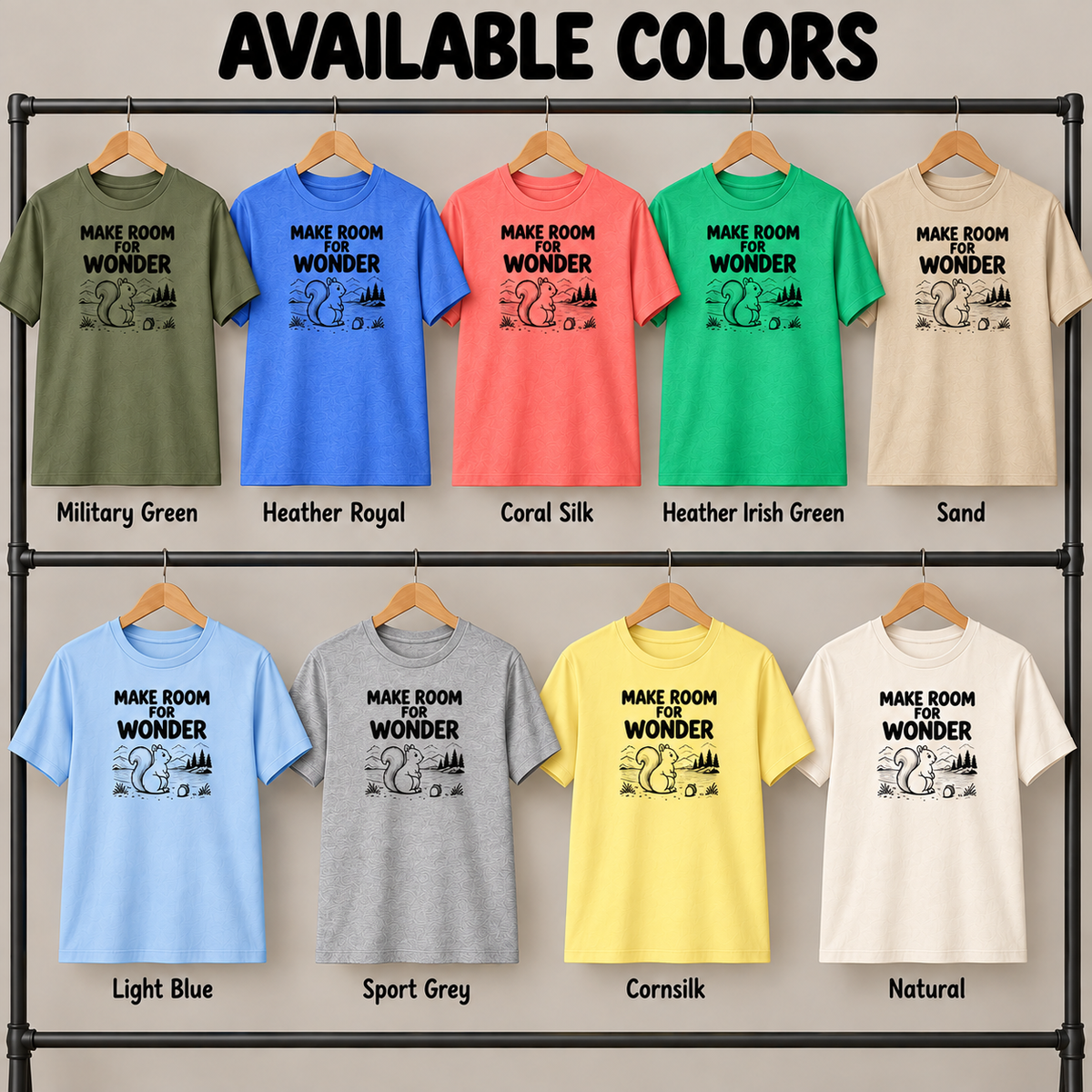 Squirrel Shirt, Nature Lover T-Shirt, Make Room for Wonder Tee, Woodland Animal Shirt, Outdoor Lover Gift, Cute Squirrel Gift