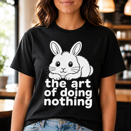 The Art of Doing Nothing Bunny T-Shirt, Funny Rabbit Graphic Tee