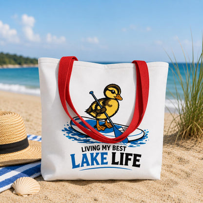 Duck Paddleboard Tote Bag, Lake Life Summer Beach Bag, Outdoor Lover Gift