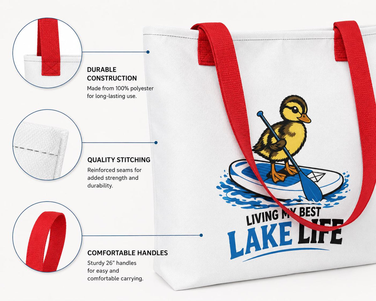 Duck Paddleboard Tote Bag, Lake Life Summer Beach Bag, Outdoor Lover Gift